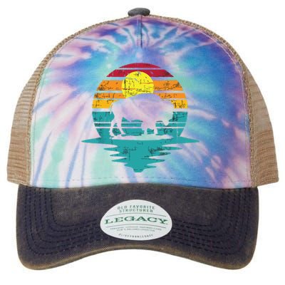 Vintage American Bison Buffalo Lover Wildlife Outdoor Sunset Legacy Tie Dye Trucker Hat