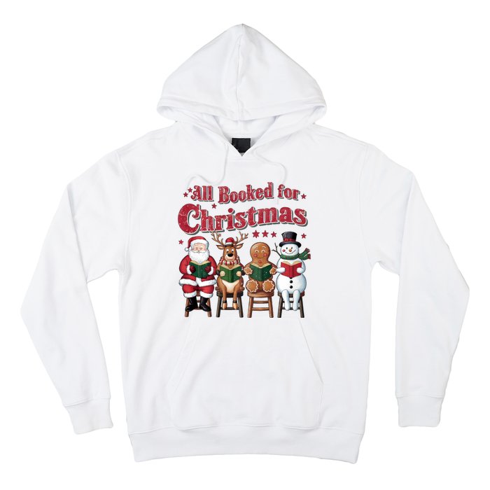 Vintage All Booked For Christmas Book Lover Library Teachers Hoodie