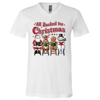 Vintage All Booked For Christmas Book Lover Library Teachers V-Neck T-Shirt