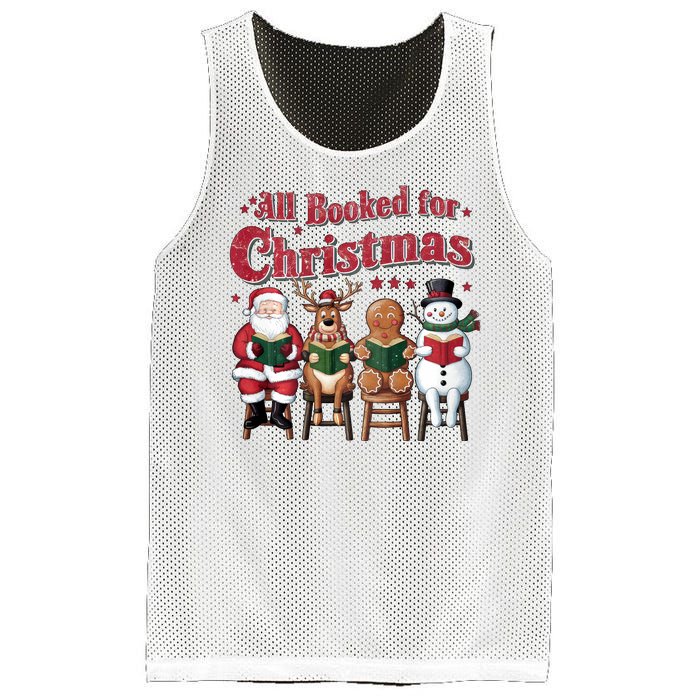 Vintage All Booked For Christmas Book Lover Library Teachers Mesh Reversible Basketball Jersey Tank