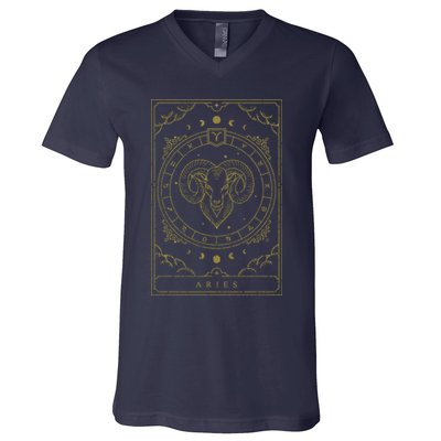 Vintage Aries Birthday Present Zodiac Sign Aries V-Neck T-Shirt