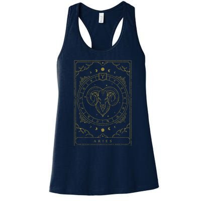 Vintage Aries Birthday Present Zodiac Sign Aries Women's Racerback Tank