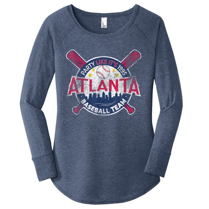 Vintage Atlanta Baseball Team Braves Retro Party Like Its 1995 Women's Perfect Tri Tunic Long Sleeve Shirt