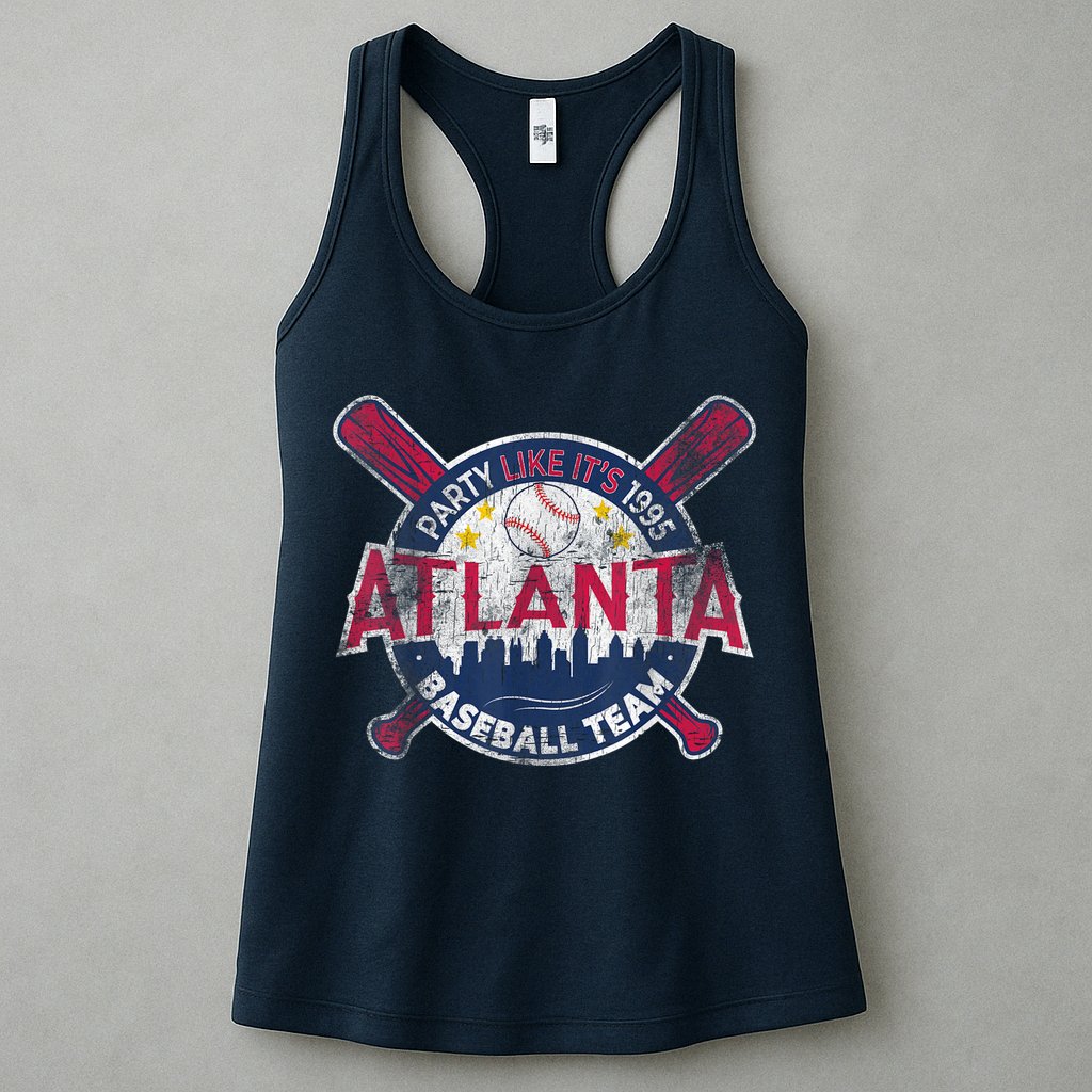 Vintage Atlanta Baseball Team Braves Retro Party Like Its 1995 Womens Tank Top