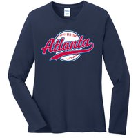 Vintage Atlanta Baseball Team Braves Ladies Long Sleeve Shirt