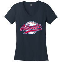 Vintage Atlanta Baseball Team Braves Women's V-Neck T-Shirt