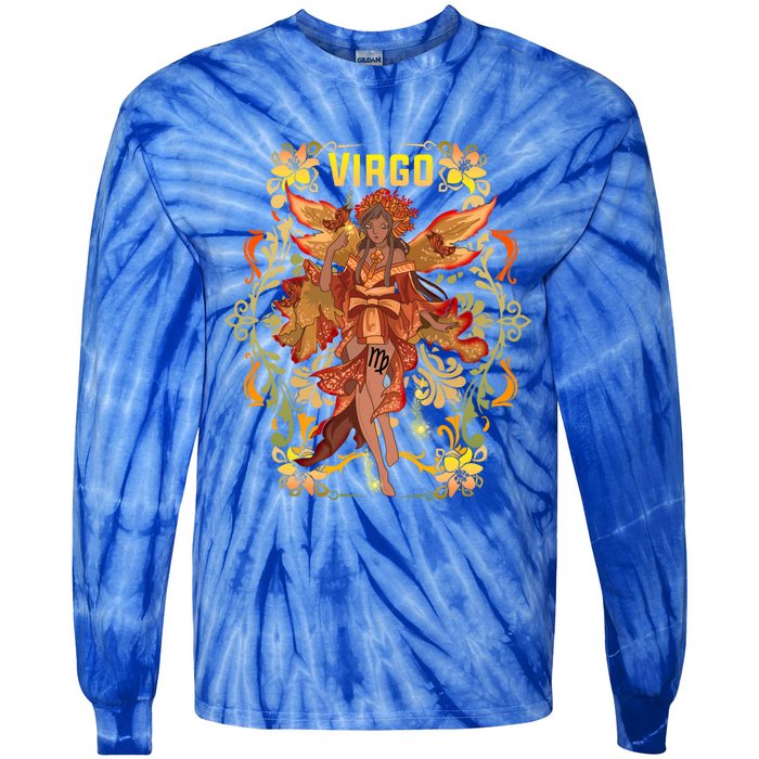 Virgo Anime Birthday Fairy Fairies Virgo Black Gift Tie-Dye Long Sleeve Shirt