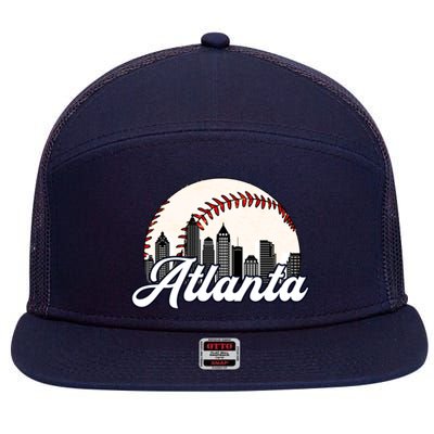 Vintage Atlanta Baseball Team Braves 7 Panel Mesh Trucker Snapback Hat