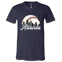 Vintage Atlanta Baseball Team Braves V-Neck T-Shirt