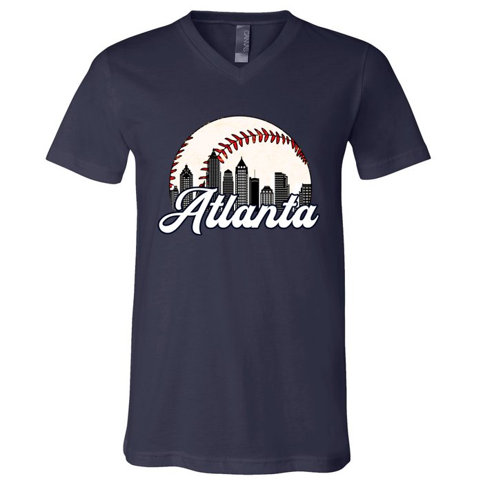 Vintage Atlanta Baseball Team Braves V-Neck T-Shirt