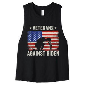 Veterans Against Biden Say Their Names Joe Anti Biden Women's Racerback Cropped Tank