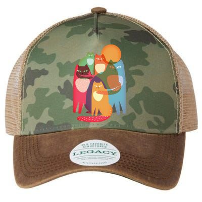 Vintage Abstract Boho Cat Pattern Legacy Tie Dye Trucker Hat