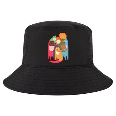 Vintage Abstract Boho Cat Pattern Cool Comfort Performance Bucket Hat