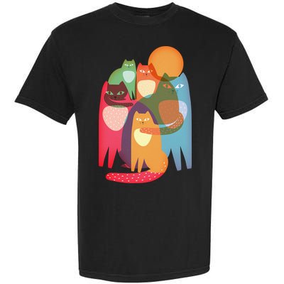 Vintage Abstract Boho Cat Pattern Garment-Dyed Heavyweight T-Shirt