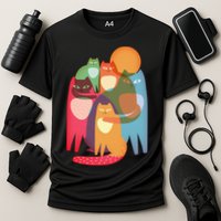 Vintage Abstract Boho Cat Pattern Performance Shirt