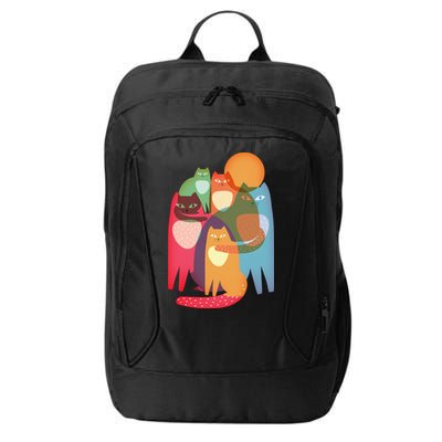 Vintage Abstract Boho Cat Pattern City Backpack