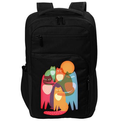 Vintage Abstract Boho Cat Pattern Impact Tech Backpack