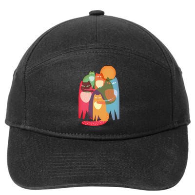 Vintage Abstract Boho Cat Pattern 7-Panel Snapback Hat