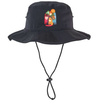 Vintage Abstract Boho Cat Pattern Bucket Hat
