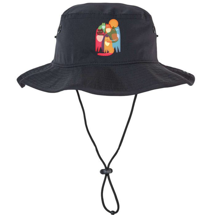 Vintage Abstract Boho Cat Pattern Bucket Hat
