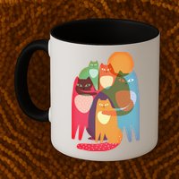 Vintage Abstract Boho Cat Pattern Mug