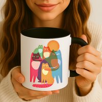 Vintage Abstract Boho Cat Pattern Mug