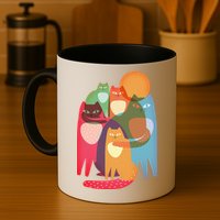 Vintage Abstract Boho Cat Pattern Mug