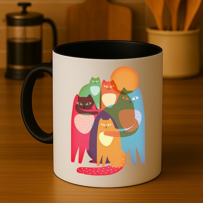 Vintage Abstract Boho Cat Pattern Mug