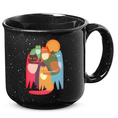 Vintage Abstract Boho Cat Pattern 15oz Campfire Ceramic Mug