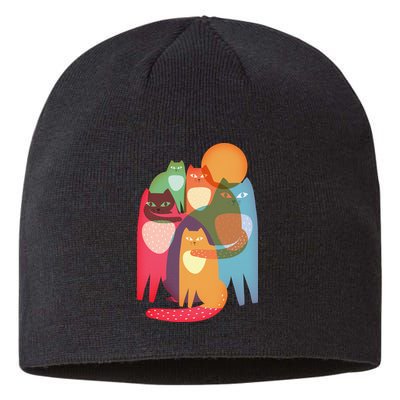 Vintage Abstract Boho Cat Pattern Sustainable Beanie