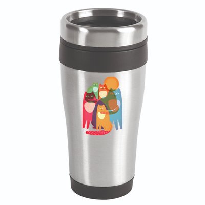 Vintage Abstract Boho Cat Pattern 16oz Travel Tumbler