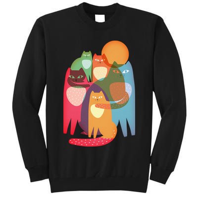 Vintage Abstract Boho Cat Pattern Tall Sweatshirt