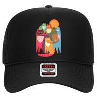 Vintage Abstract Boho Cat Pattern Trucker Hat