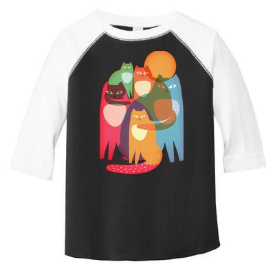 Vintage Abstract Boho Cat Pattern Toddler Fine Jersey T-Shirt