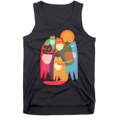 Vintage Abstract Boho Cat Pattern Tank Top