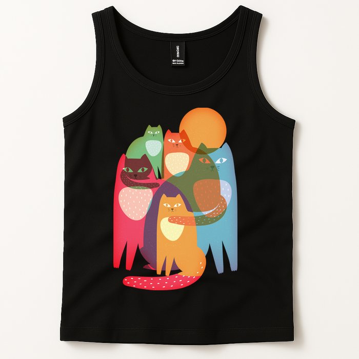 Vintage Abstract Boho Cat Pattern Tank Top