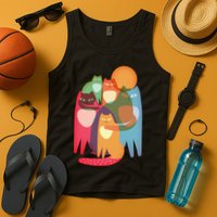 Vintage Abstract Boho Cat Pattern Tank Top