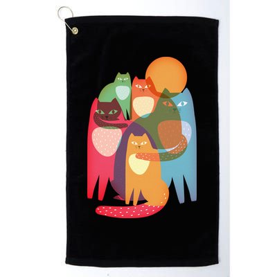 Vintage Abstract Boho Cat Pattern Golf Towel