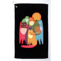 Vintage Abstract Boho Cat Pattern Golf Towel