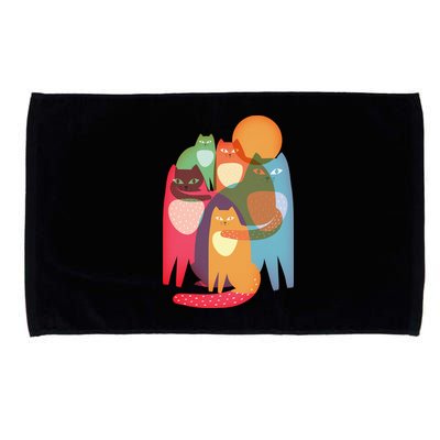 Vintage Abstract Boho Cat Pattern Microfiber Hand Towel