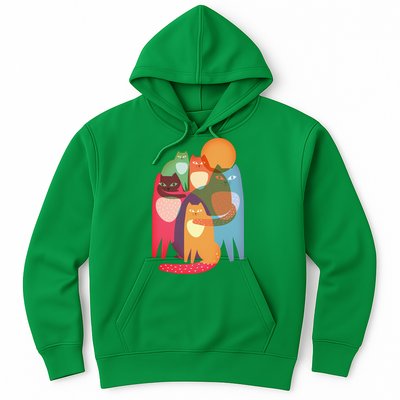 Vintage Abstract Boho Cat Pattern Hoodie