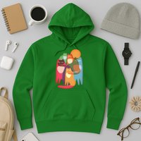 Vintage Abstract Boho Cat Pattern Hoodie