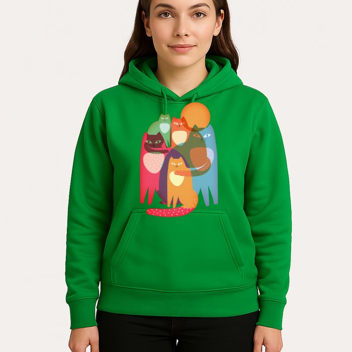 Vintage Abstract Boho Cat Pattern Hoodie