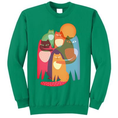 Vintage Abstract Boho Cat Pattern Sweatshirt