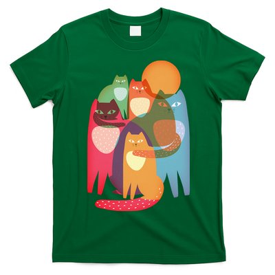 Vintage Abstract Boho Cat Pattern T-Shirt