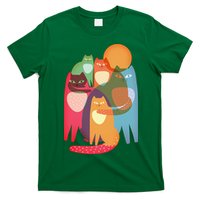 Vintage Abstract Boho Cat Pattern T-Shirt