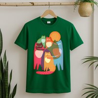 Vintage Abstract Boho Cat Pattern T-Shirt