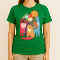 Vintage Abstract Boho Cat Pattern T-Shirt