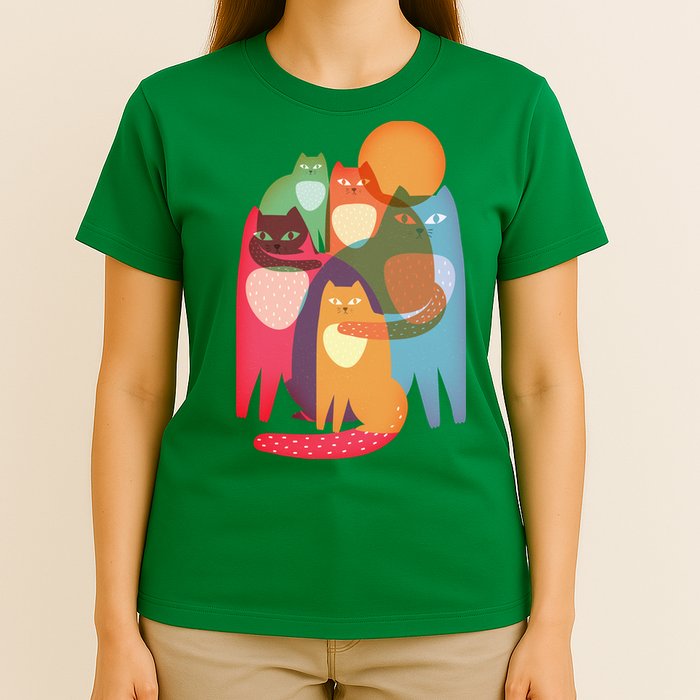 Vintage Abstract Boho Cat Pattern T-Shirt