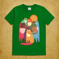 Vintage Abstract Boho Cat Pattern T-Shirt